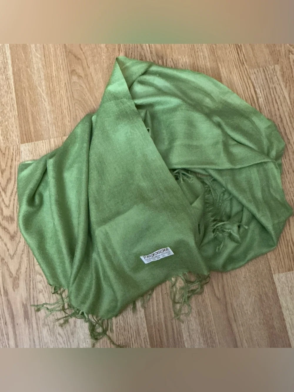 Women’s Pashmina Spring Green Scarf- Pashmina and Silk- Soft and Silky